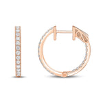 18ct Rose Gold Natural Diamond Claw Set Full Hoop Earrings — 0.50ct