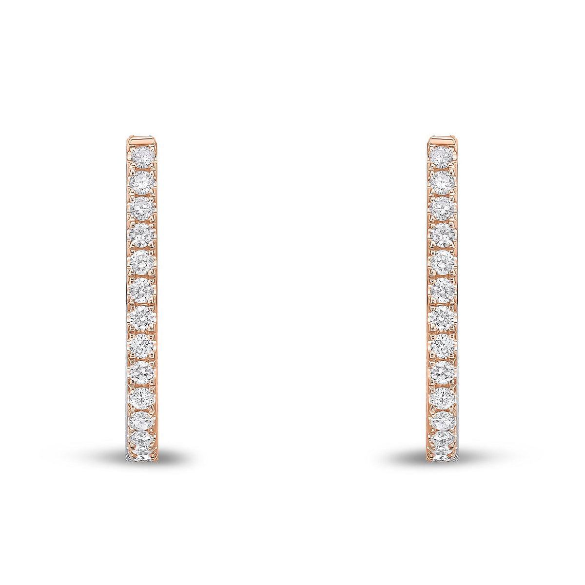 18ct Rose Gold Natural Diamond Claw Set Horseshoe Hoop Earrings — 0.70ct