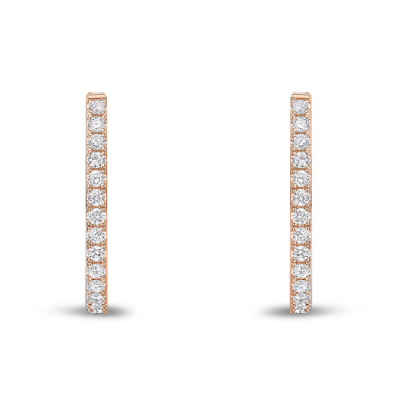18ct Rose Gold Natural Diamond Claw Set Horseshoe Hoop Earrings — 0.70ct