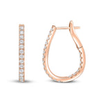 18ct Rose Gold Natural Diamond Claw Set Horseshoe Hoop Earrings — 0.70ct