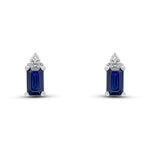 18ct Yellow and White Gold Octagonal Natural Sapphire & Diamond Trefoil Stud Earrings — 5x3mm