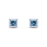 9ct White Gold Square Natural London Blue Topaz Rubover Stud Earrings — 5mm