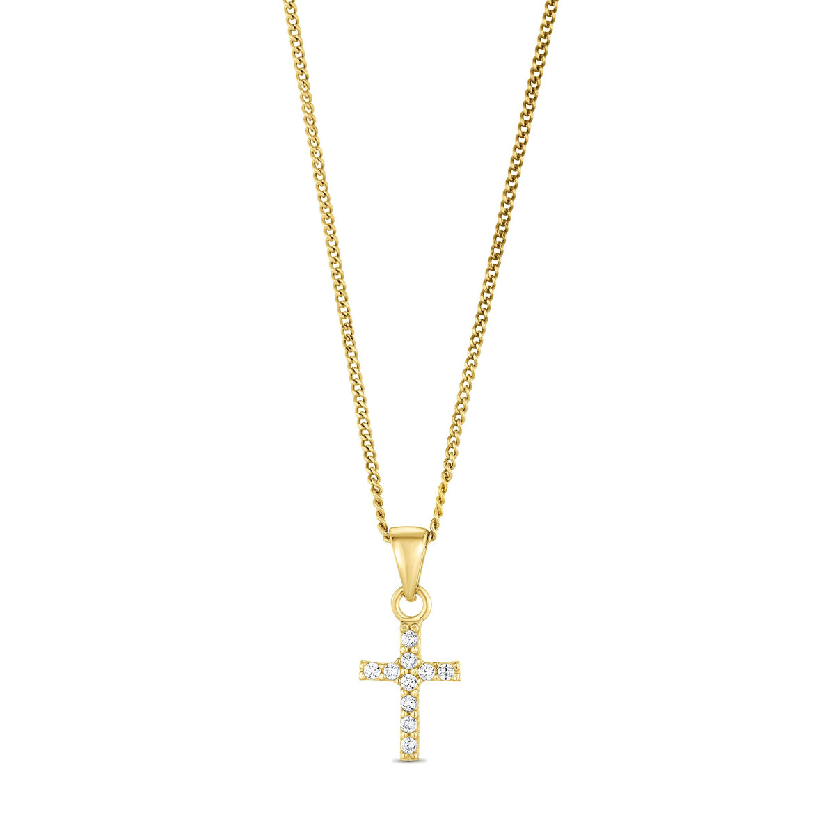9ct Yellow Gold Mini Cubic Zirconia Cross Pendant