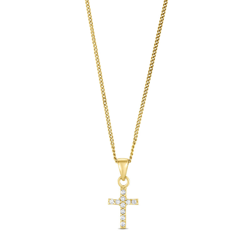 9ct Yellow Gold Mini Cubic Zirconia Cross Pendant