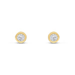 9ct Yellow Gold Round Cubic Zirconia CZ Rubover Stud Earrings — 3mm