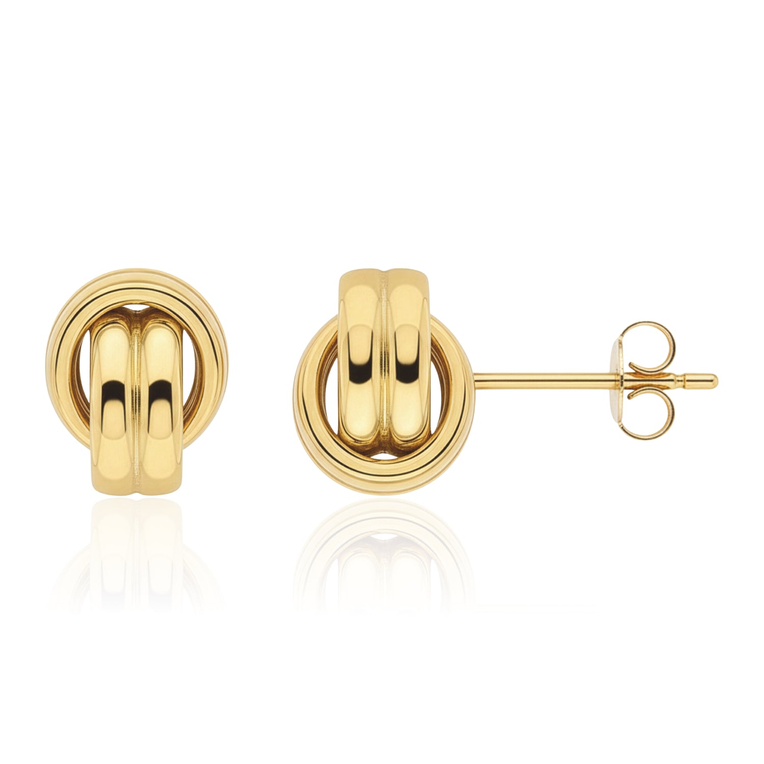 9ct Yellow Gold Overlapping Two Row Oval Stud Earrings — 11x7mm