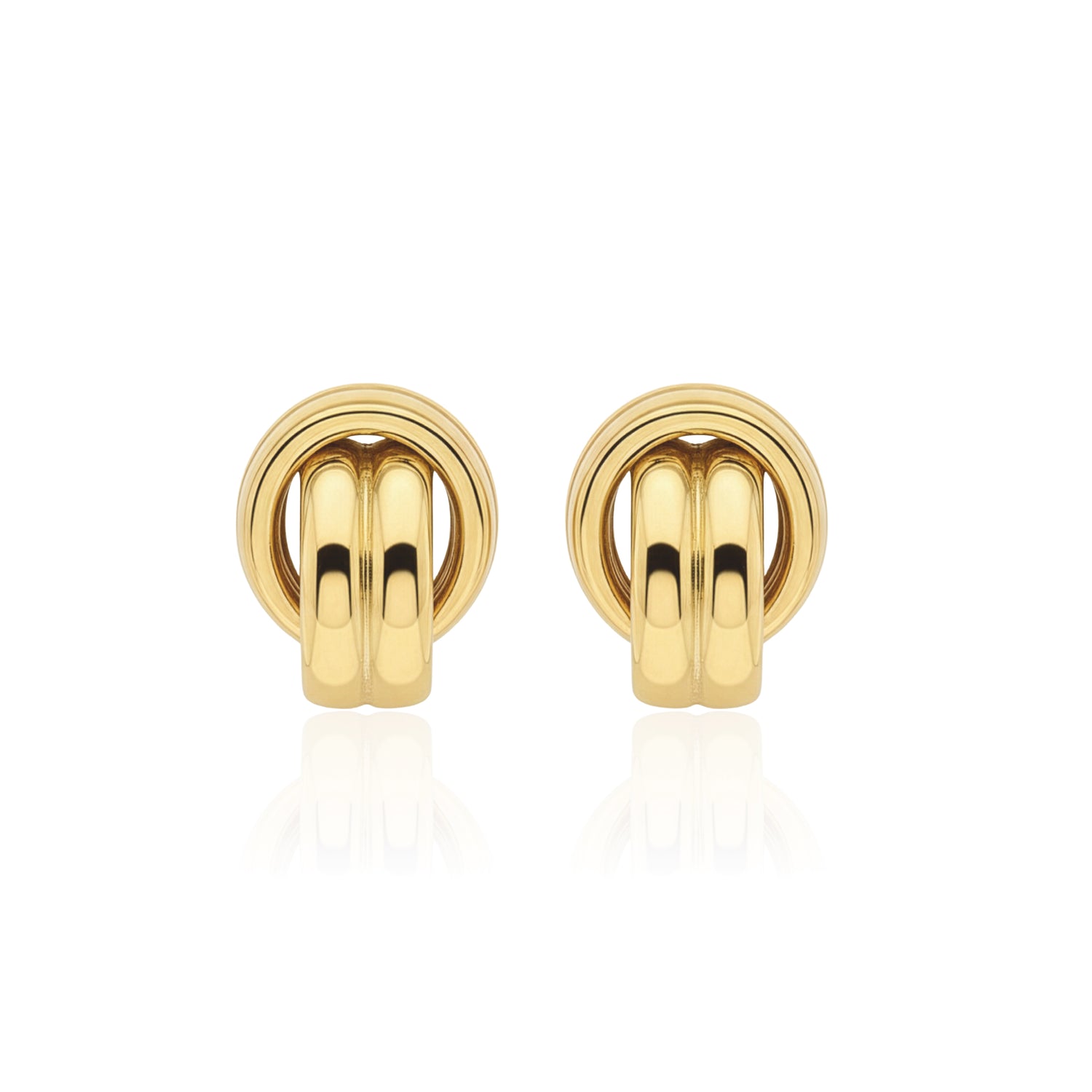 9ct Yellow Gold Overlapping Two Row Oval Stud Earrings — 11x7mm
