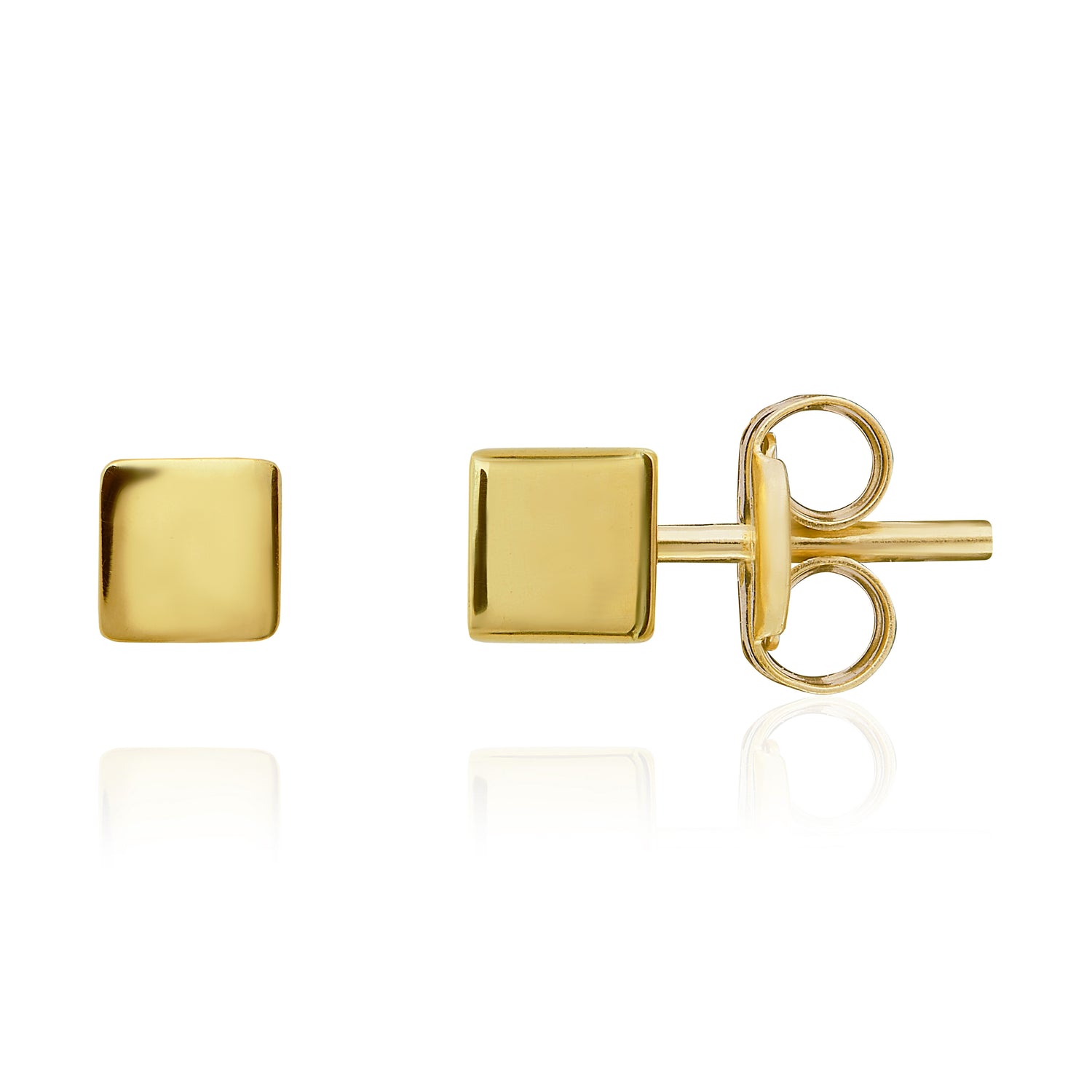 9ct Yellow Gold Polished Cube Stud Earrings — 4mm