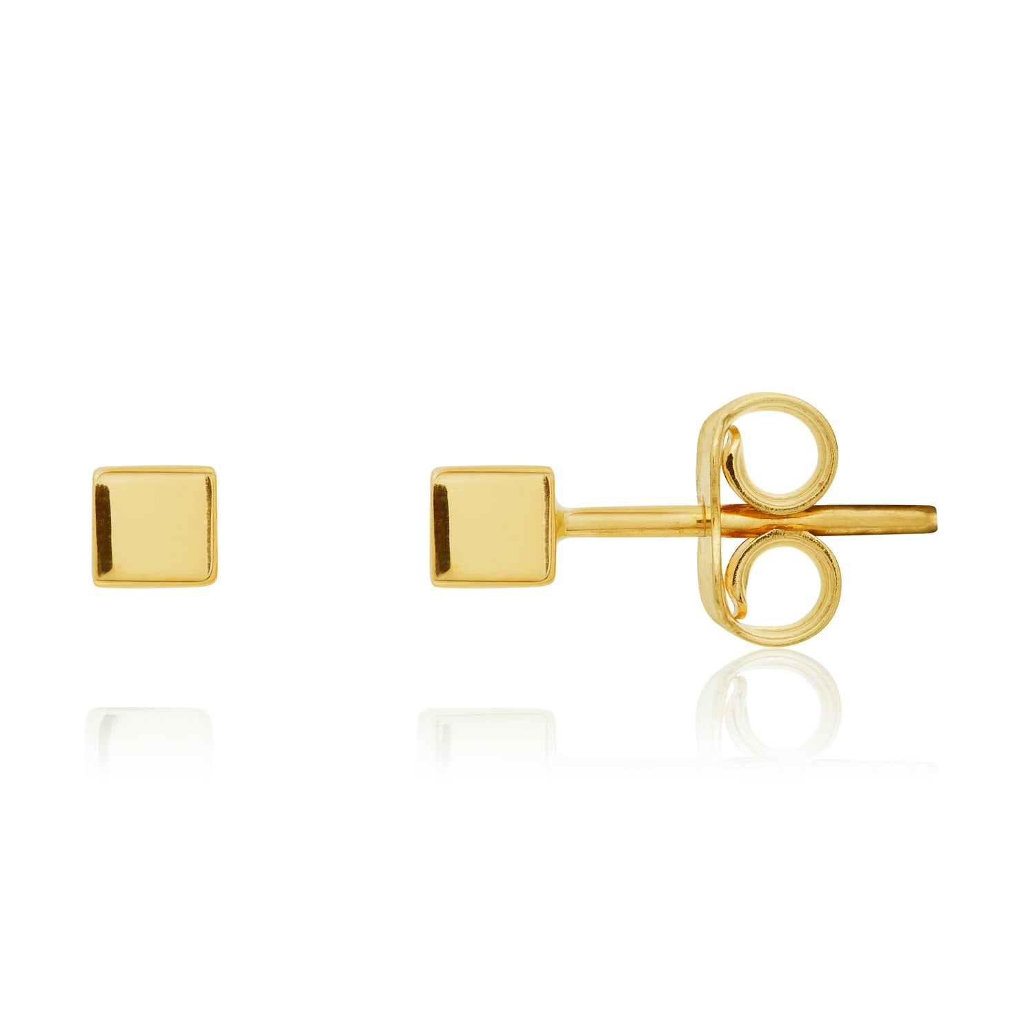 9ct Yellow Gold Polished Cube Stud Earrings — 3mm