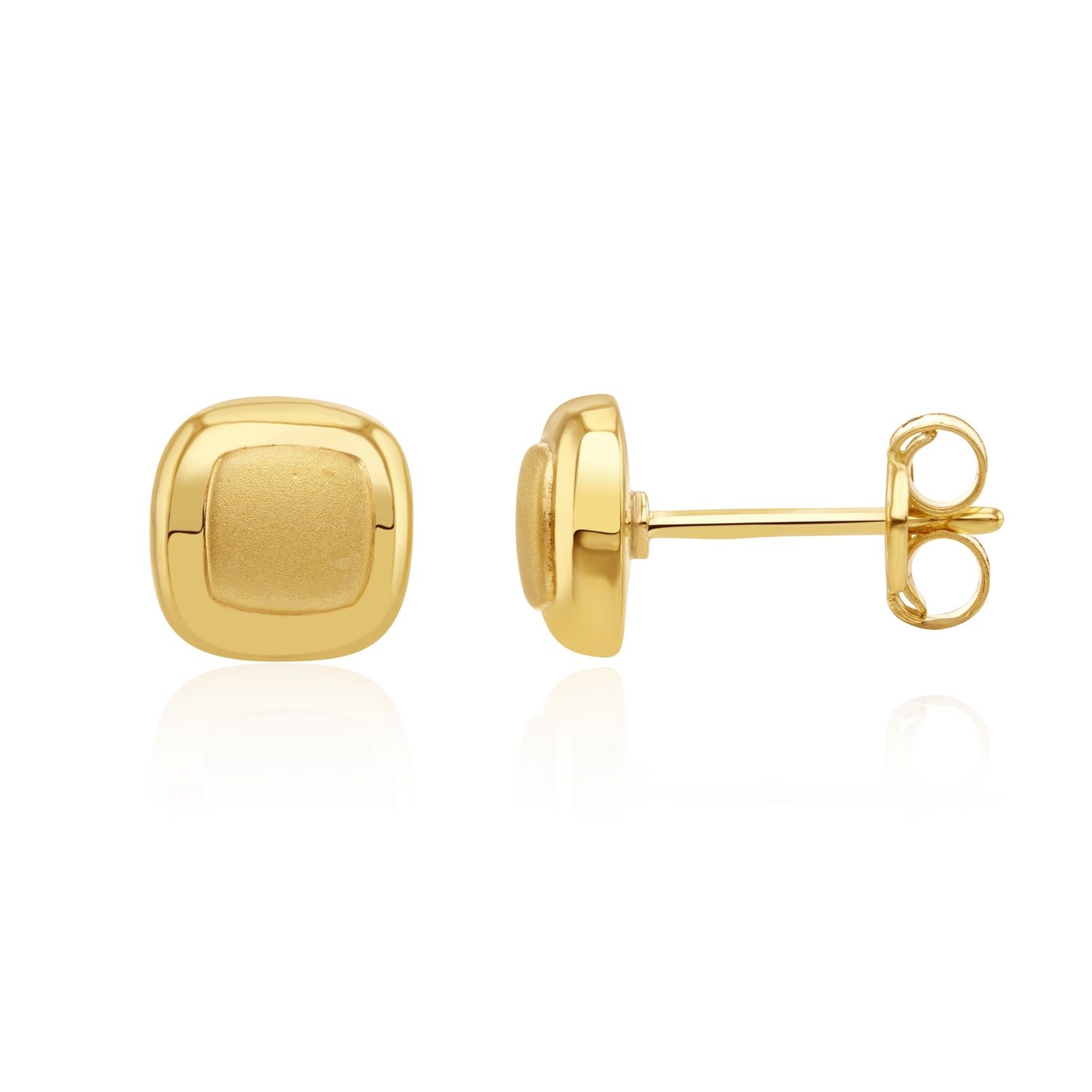 9ct Yellow Gold Satin/Polished Square Stud Earrings