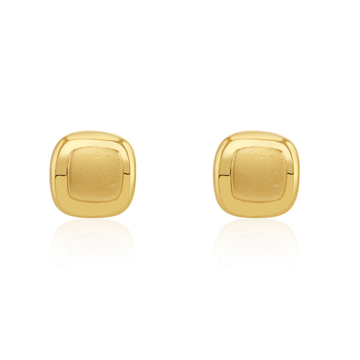 9ct Yellow Gold Satin/Polished Square Stud Earrings
