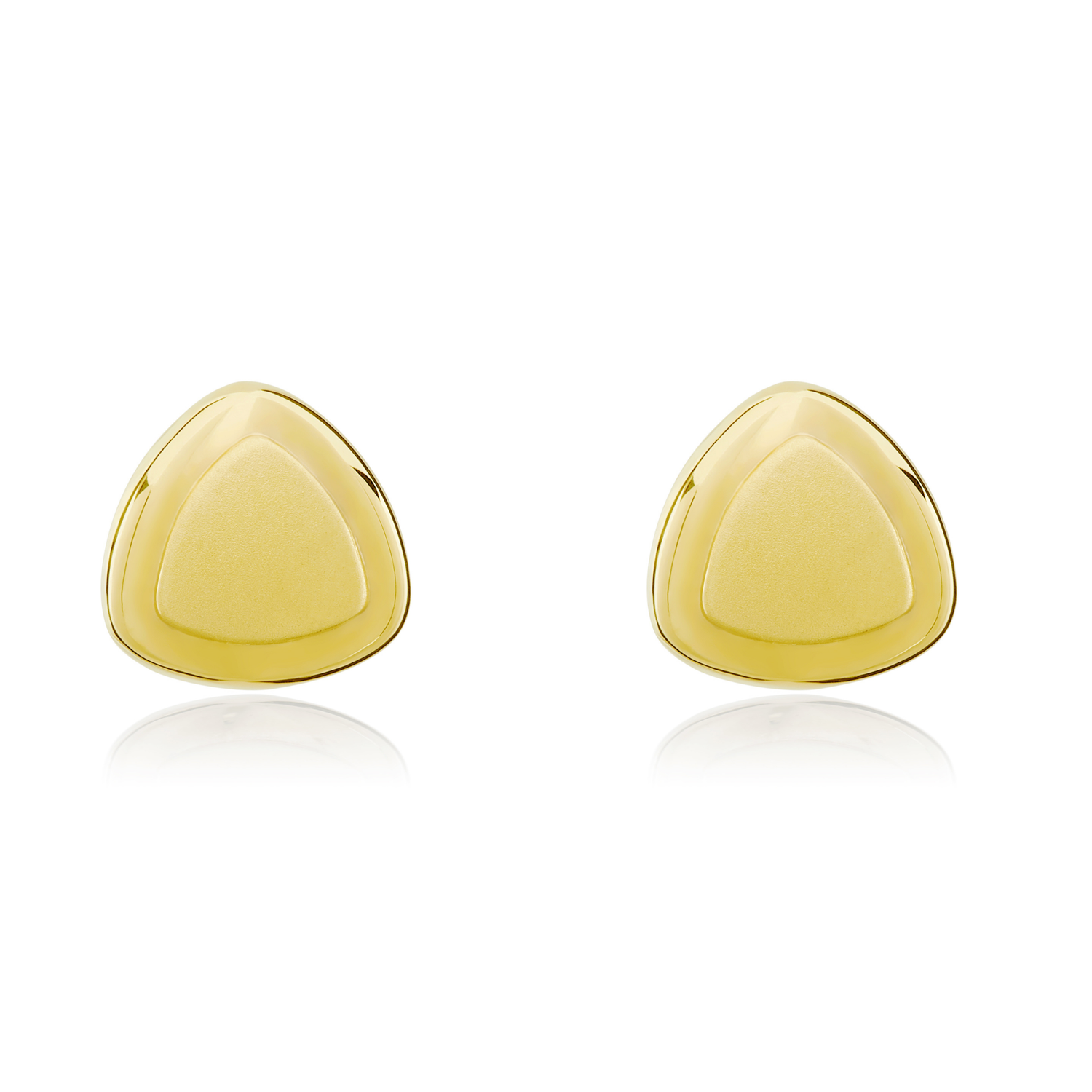 9ct Yellow Gold Satin and Polished Rounded Triangle Stud Earrings