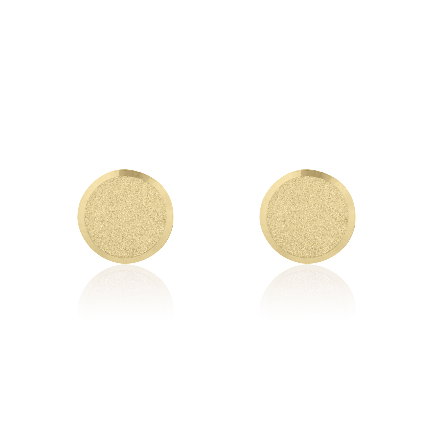 9ct Yellow Gold Satin Flat Disc Stud Earrings — 10.5mm
