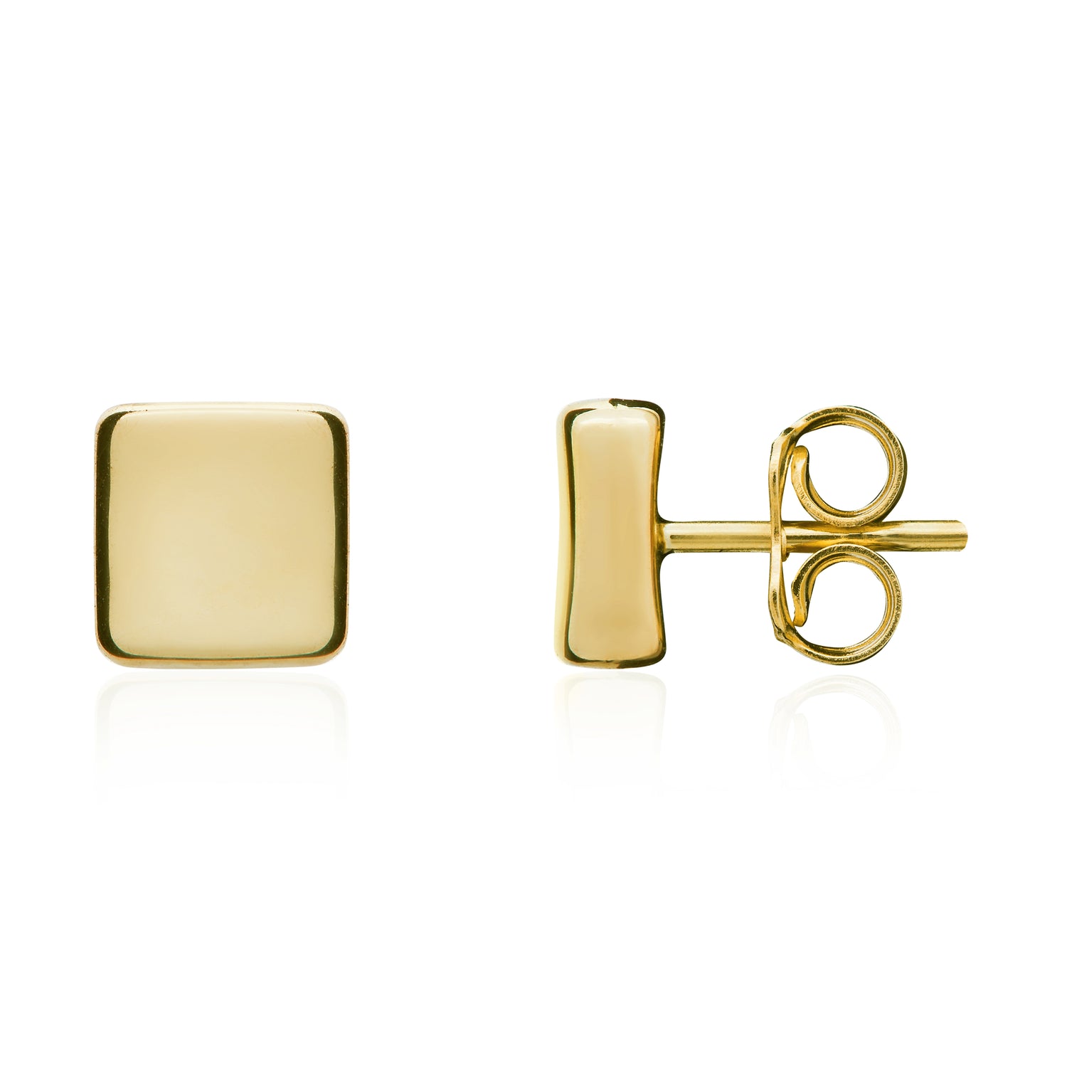 9ct Yellow Gold Polished Concave Square Stud Earrings