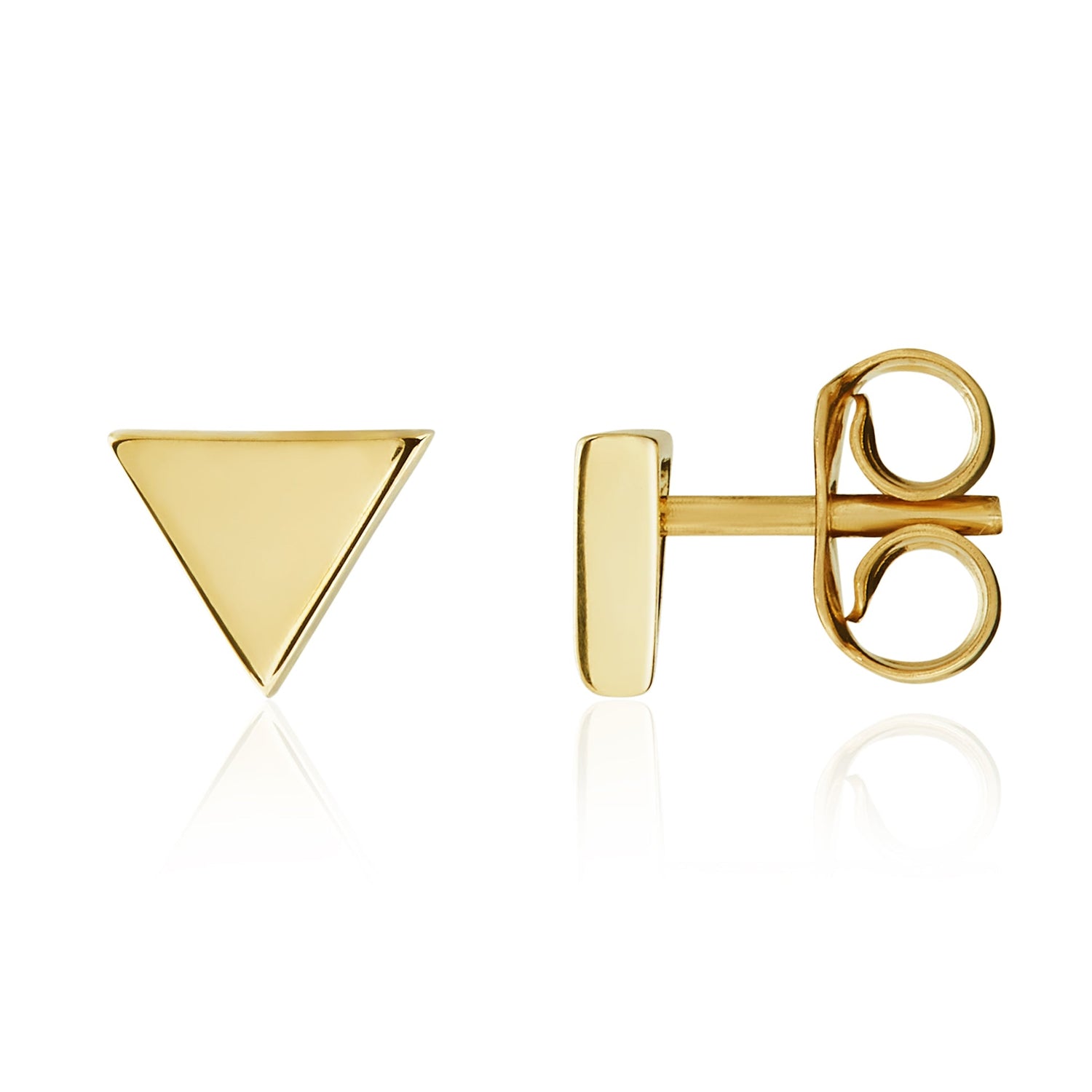 9ct Yellow Gold Polished Inverted Triangle Stud Earrings — 6mm