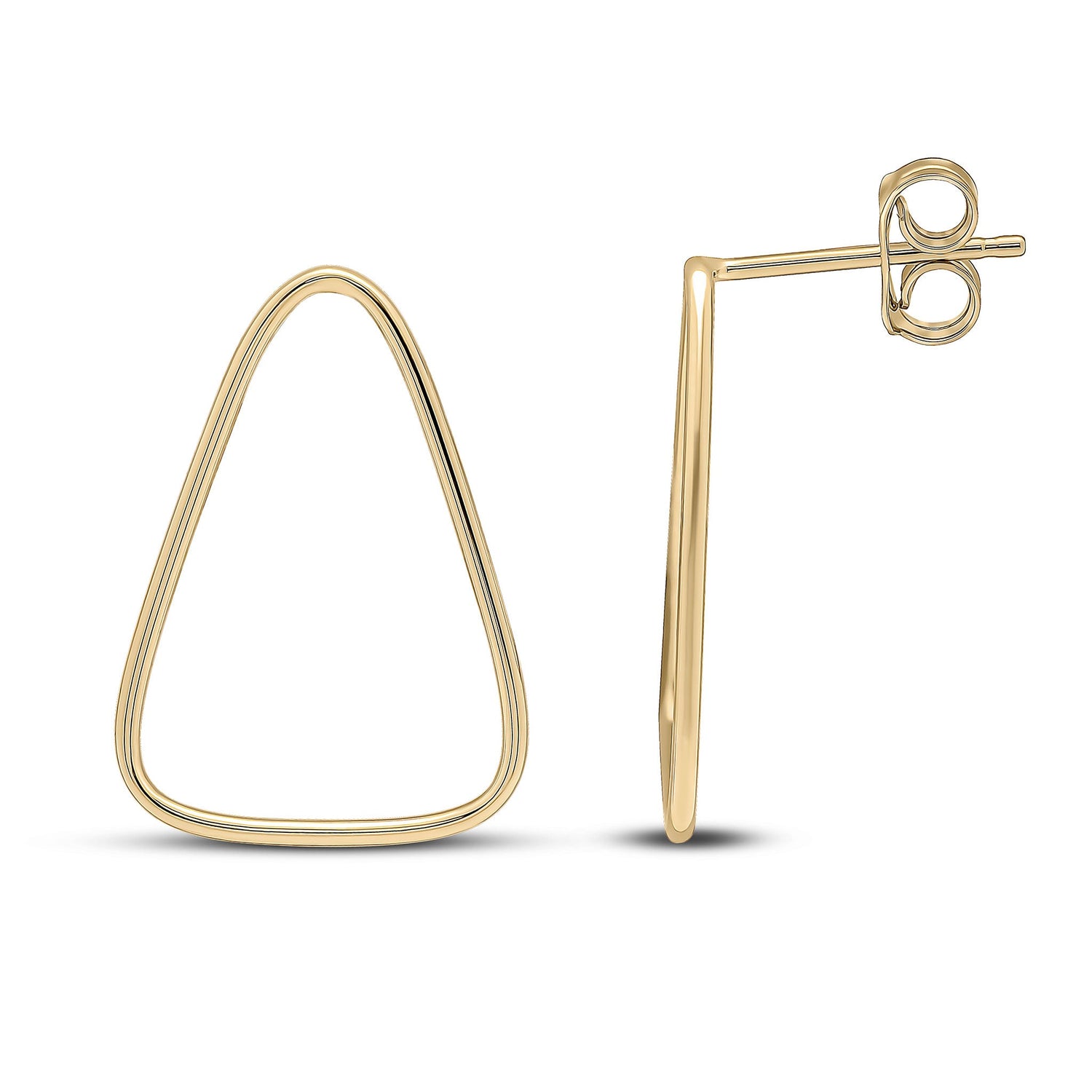 9ct Yellow Gold Open Triangle Stud Earrings -- 20x15mm