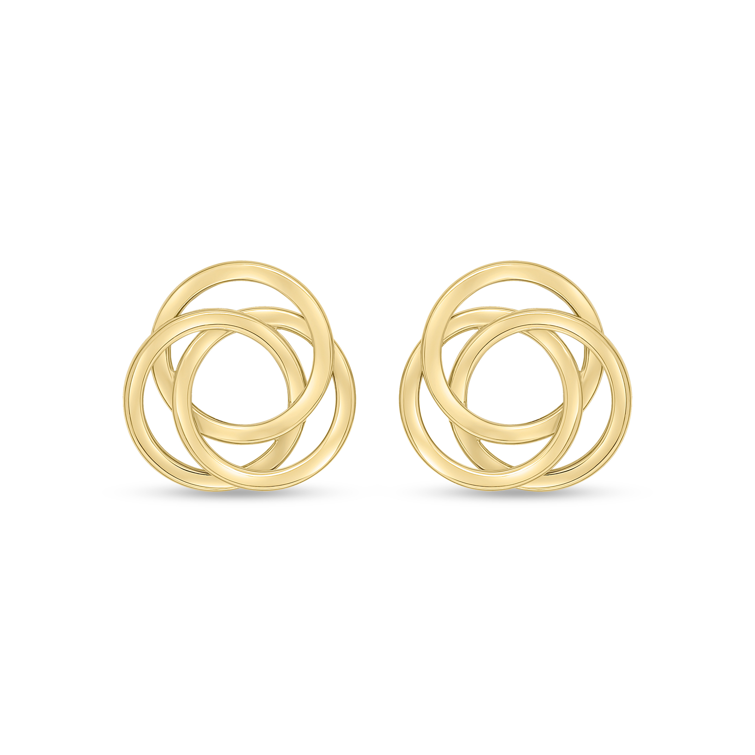 9ct Yellow Gold Polished Flat Circles Knot Stud Earrings