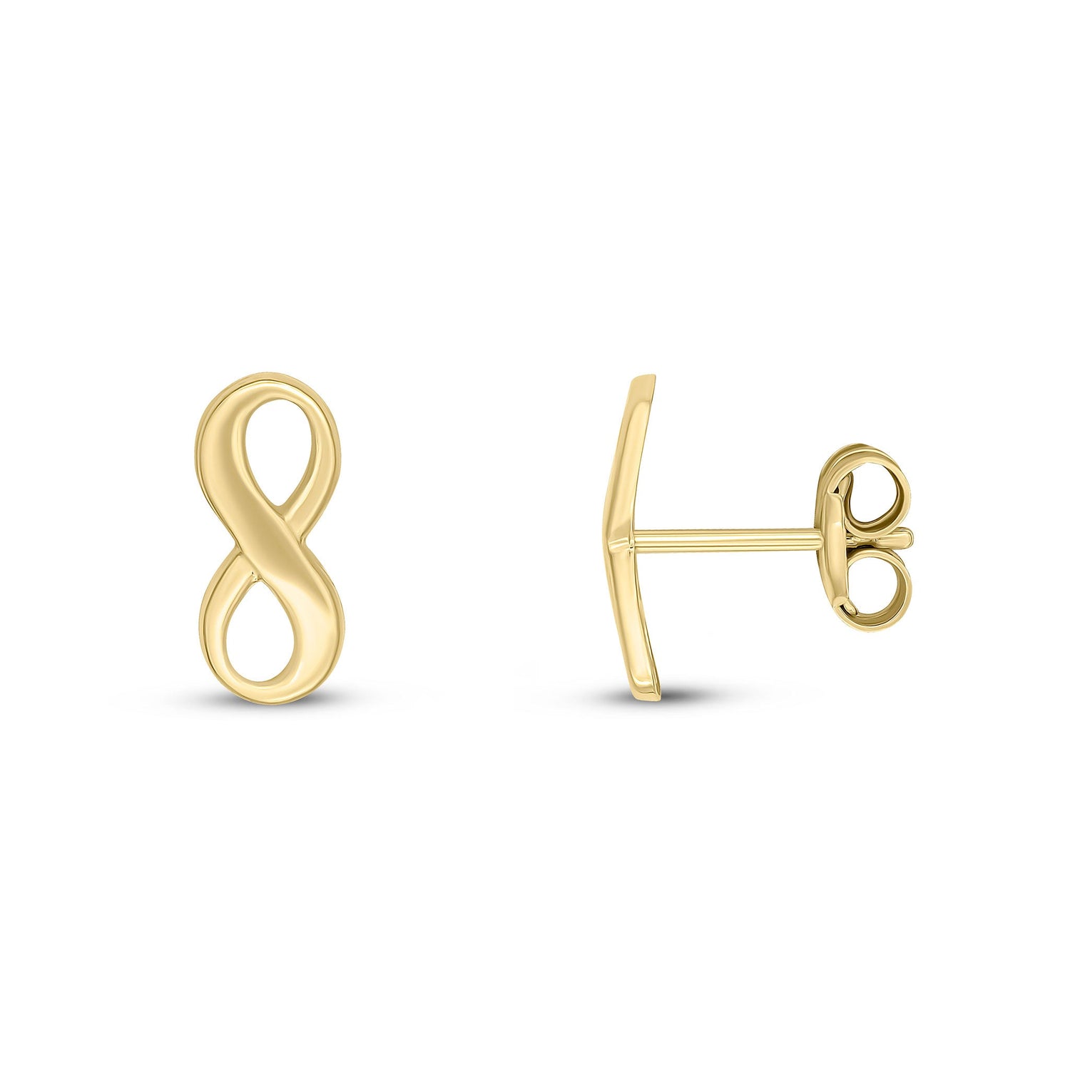 9ct Yellow Gold Polished Infinity Loop Stud Earrings — 10.5mm x 4.5mm