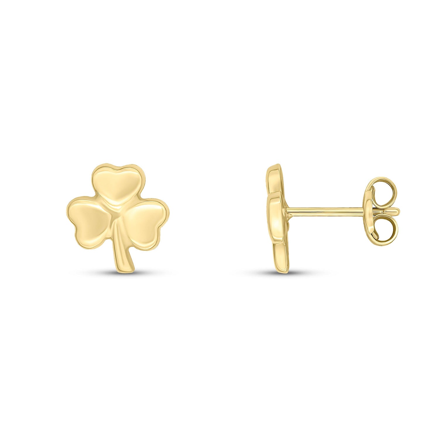 9ct Yellow Gold Polished Shamrock Stud Earrings — 8.5mm