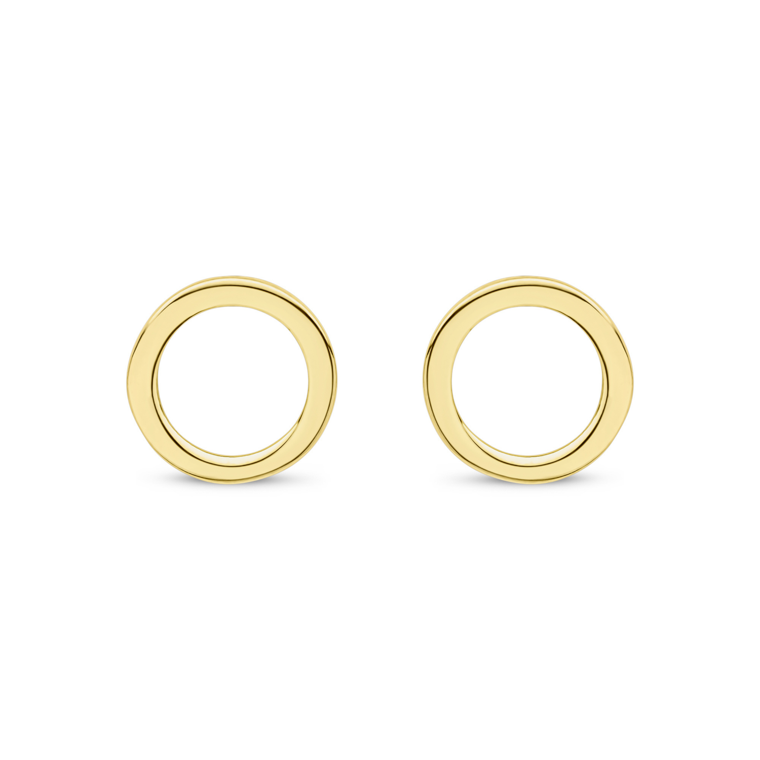 9ct Yellow Gold Square Tube Open Circle Stud Earrings