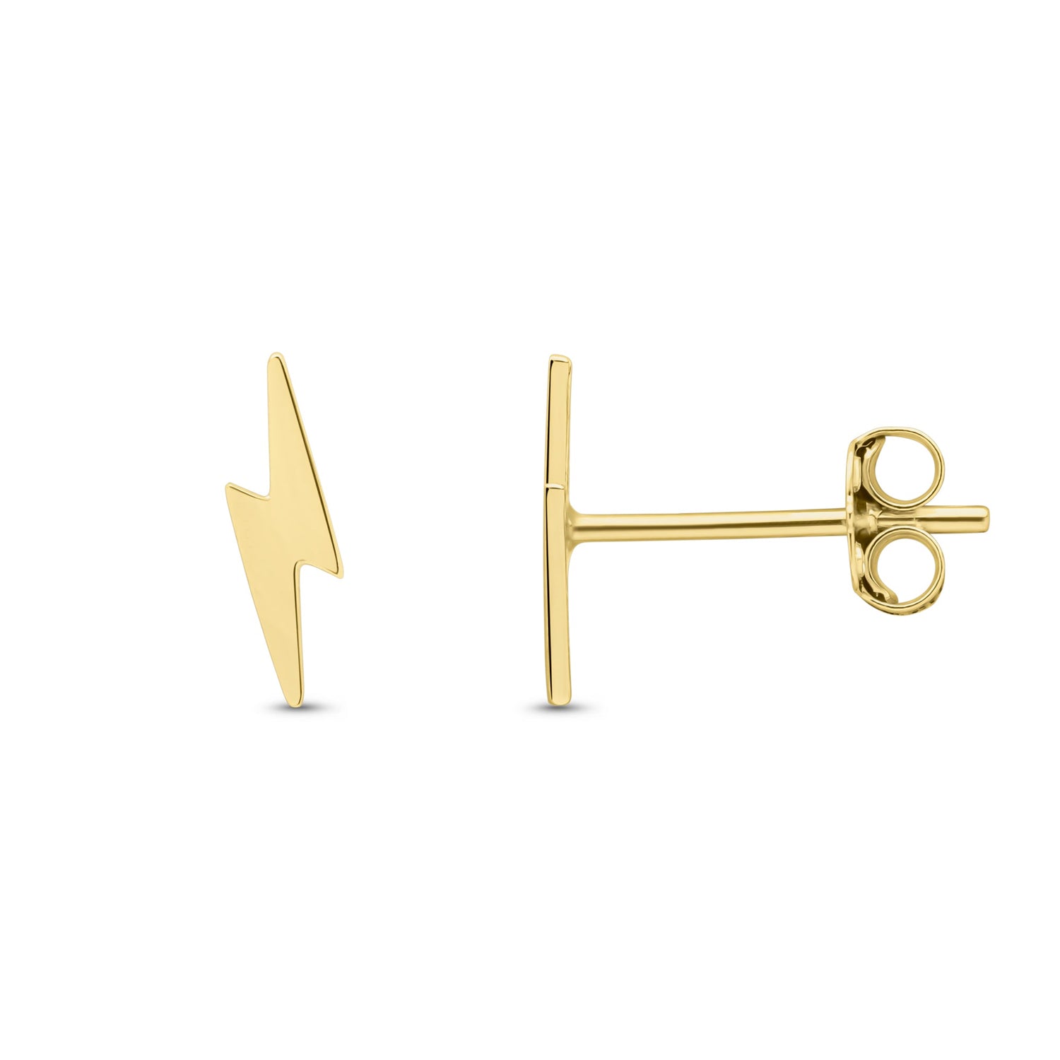 9ct Yellow Gold Polished Lightning Bolt Stud Earrings — 9mm