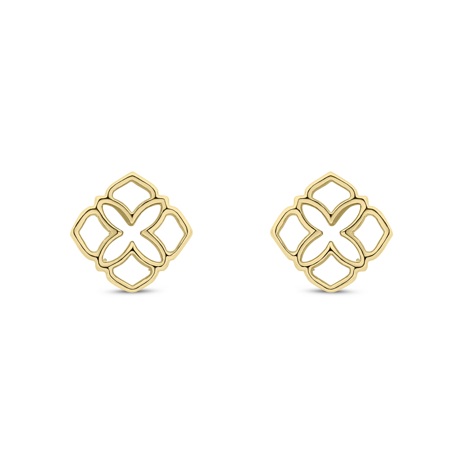 9ct Yellow Gold Polished Openwork Quatrefoil Clover Flower Stud Earrings