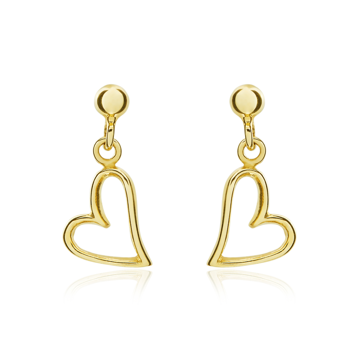 9ct Yellow Gold Heart Drop Earrings
