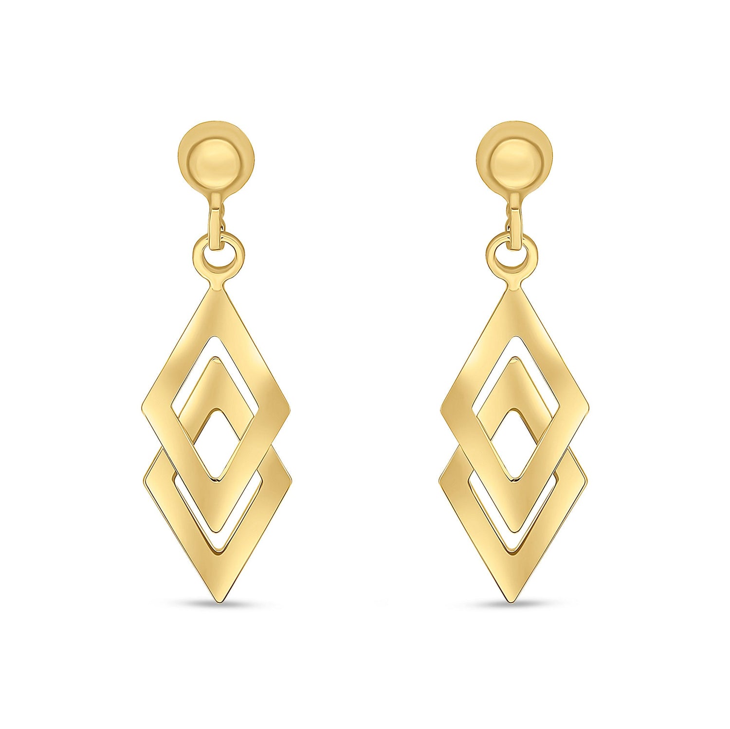 9ct Yellow Gold Double Kite Drop Earrings - 27x8mm