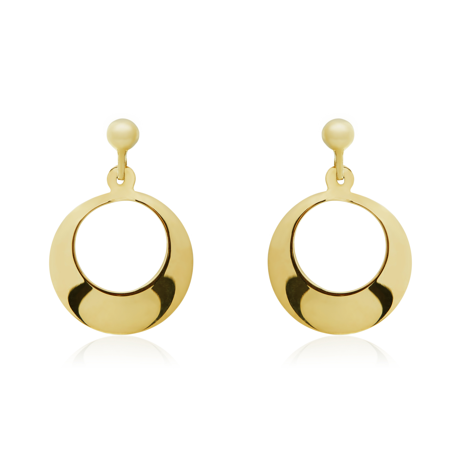 9ct Yellow Gold Flat Open Circle Drop Earrings