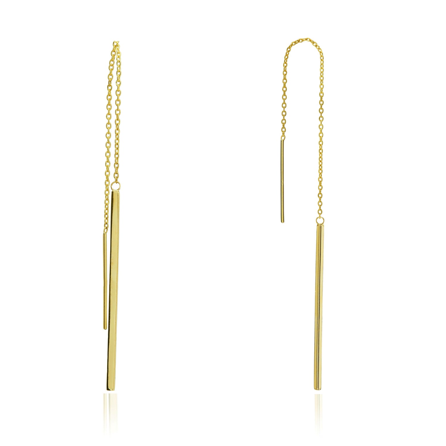 9ct Yellow Gold Bar Pull-Through Earrings – 40mm