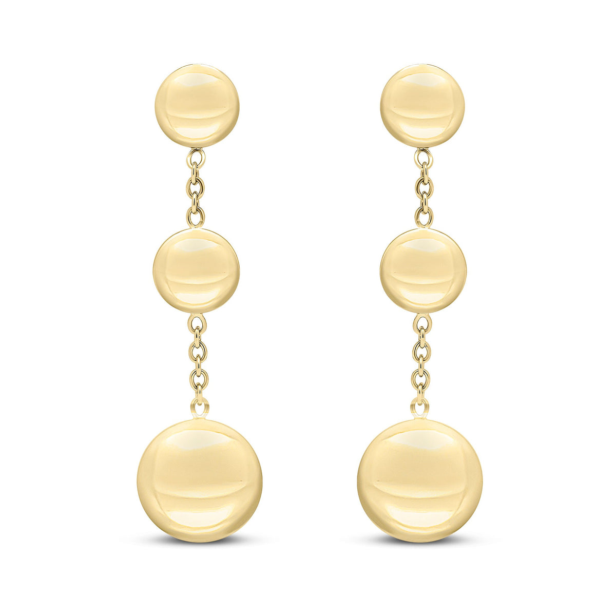 9ct Yellow Gold Polished Flat Disc Drop Earrings