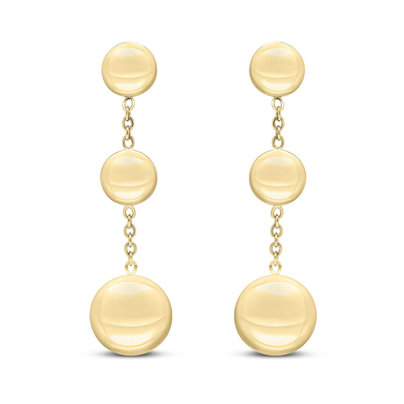 9ct Yellow Gold Polished Flat Disc Drop Earrings