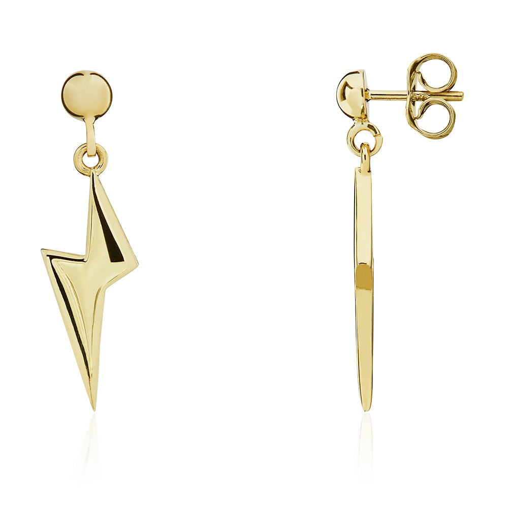 9ct Yellow Gold Lightning Drop Earrings