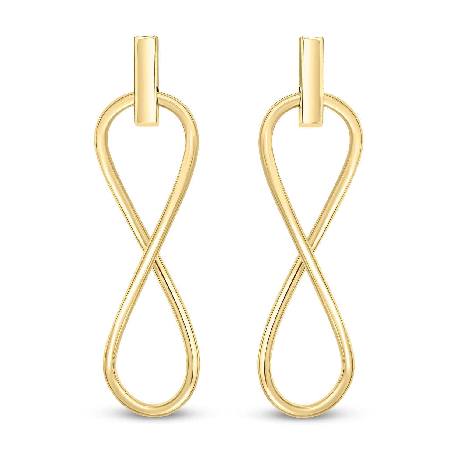 9ct Yellow Gold Infinity Drop Earrings - 42mm