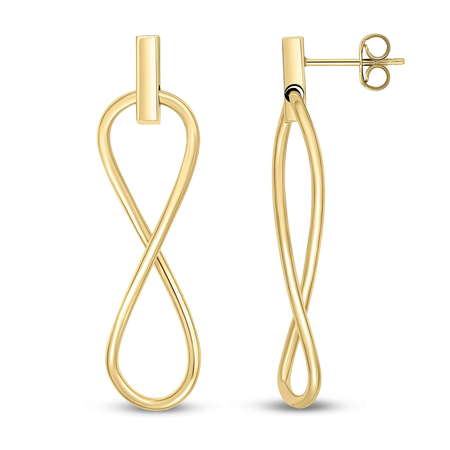 9ct Yellow Gold Infinity Drop Earrings - 42mm