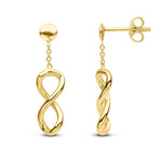 9ct Yellow Gold Polished Infinity Drop Earrings