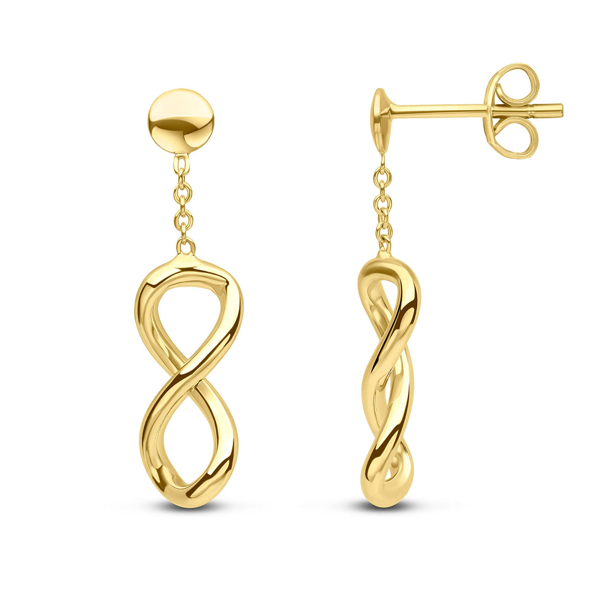 9ct Yellow Gold Polished Infinity Drop Earrings