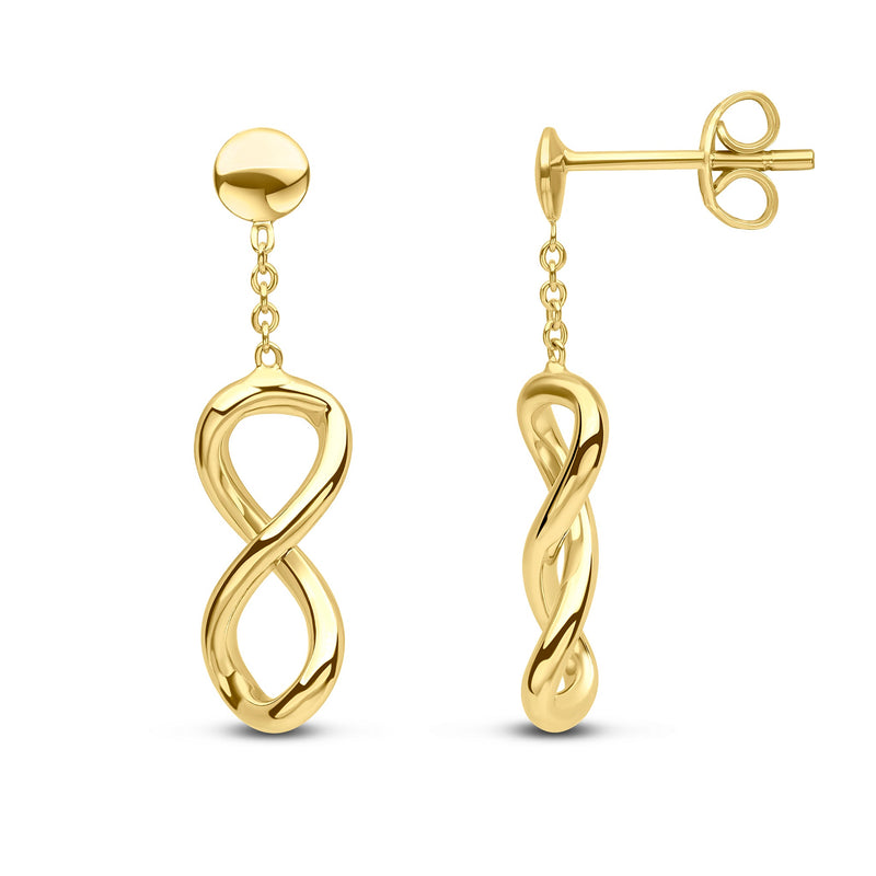 9ct Yellow Gold Polished Infinity Drop Earrings
