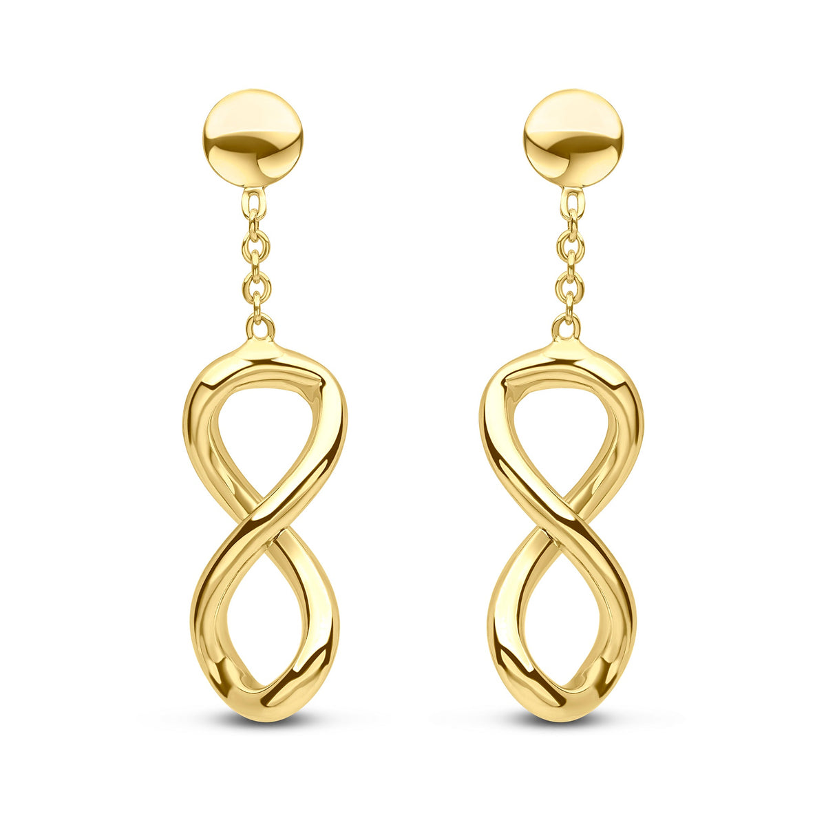 9ct Yellow Gold Polished Infinity Drop Earrings