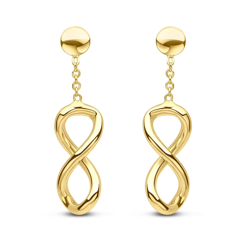 9ct Yellow Gold Polished Infinity Drop Earrings