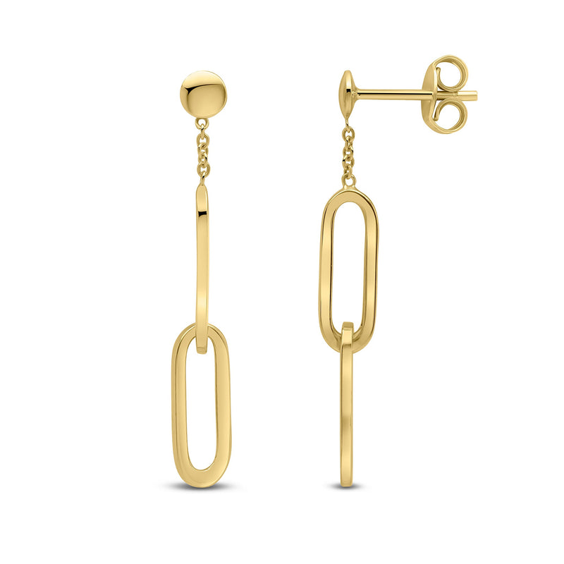 9ct Yellow Gold Polished Double Oval Link Drop Earrings