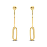 9ct Yellow Gold Polished Double Oval Link Drop Earrings