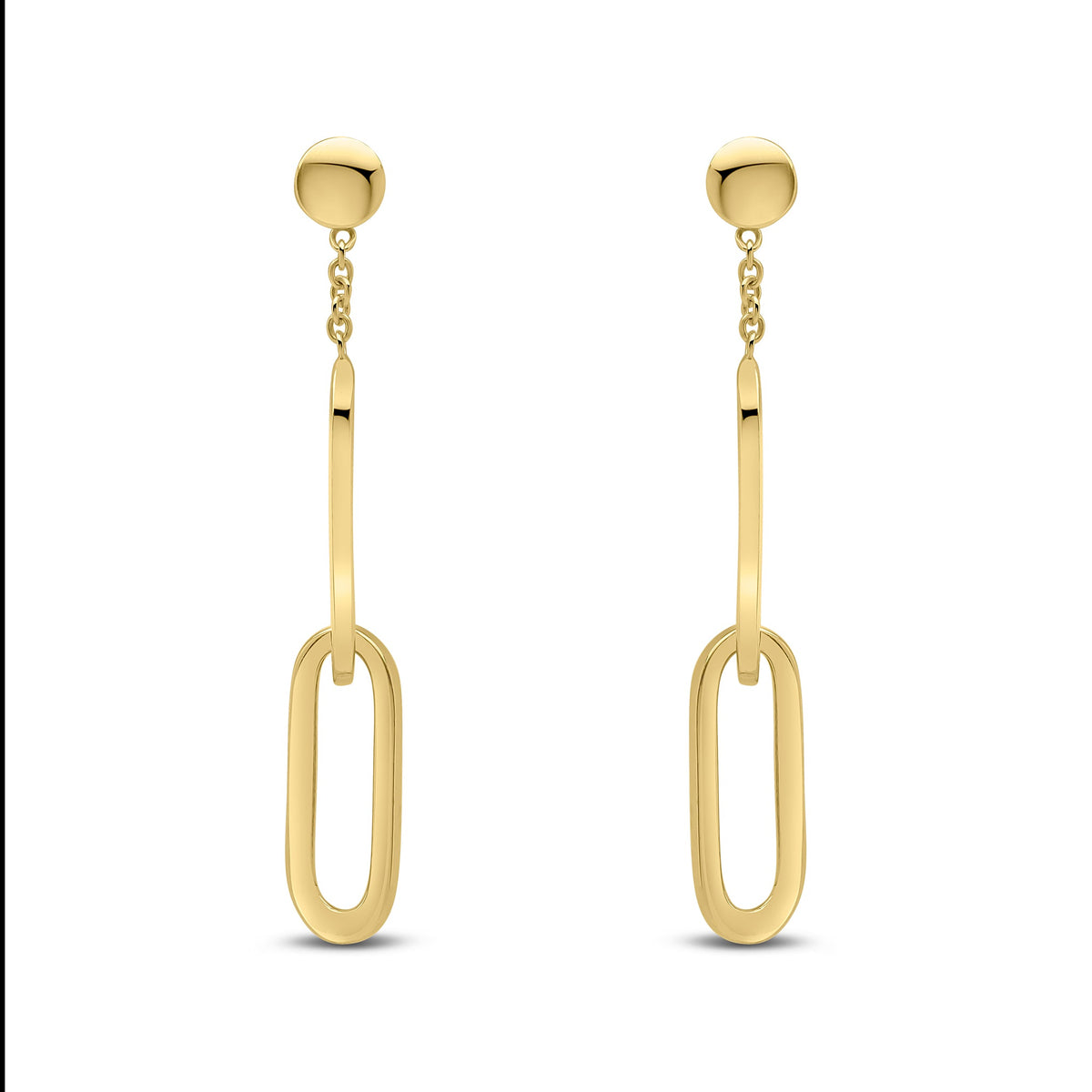 9ct Yellow Gold Polished Double Oval Link Drop Earrings