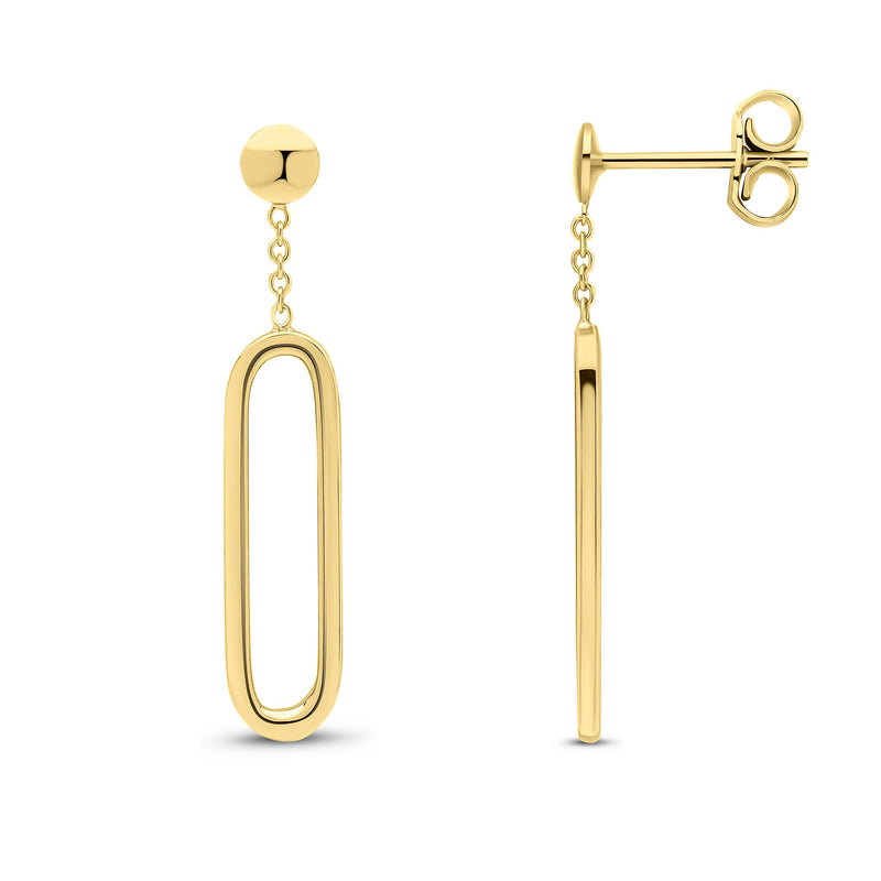 9ct Yellow Gold Polished Open Oval Drop Earrings
