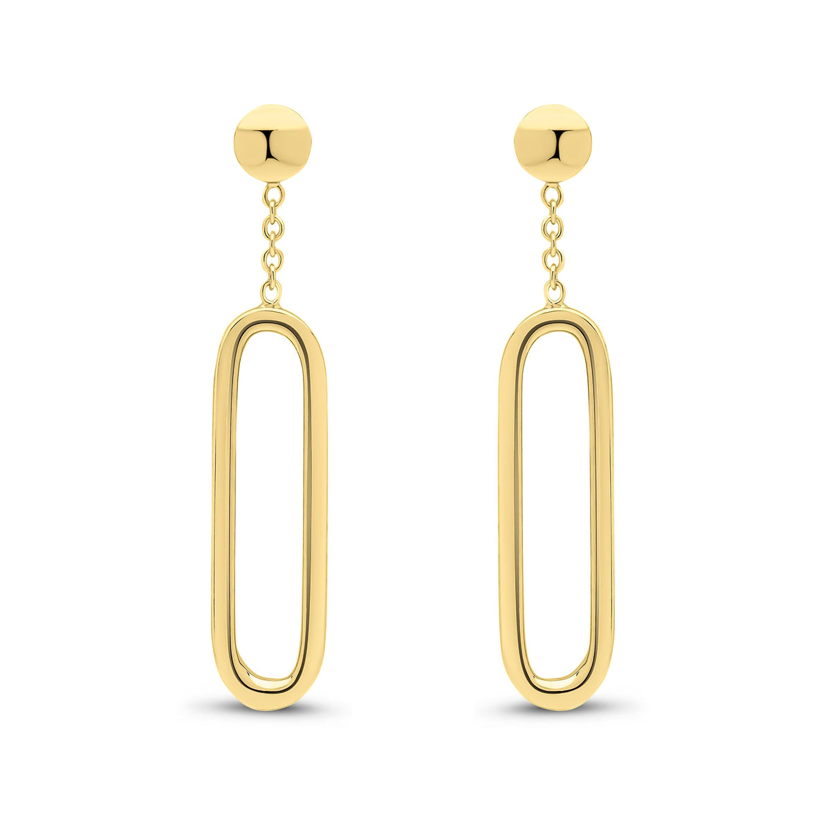 9ct Yellow Gold Polished Open Oval Drop Earrings