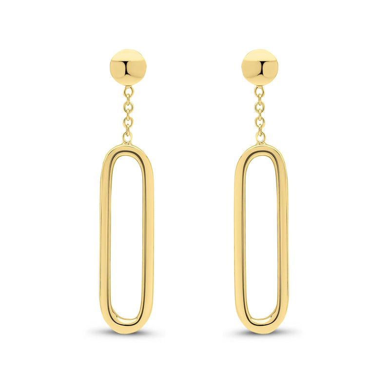 9ct Yellow Gold Polished Open Oval Drop Earrings