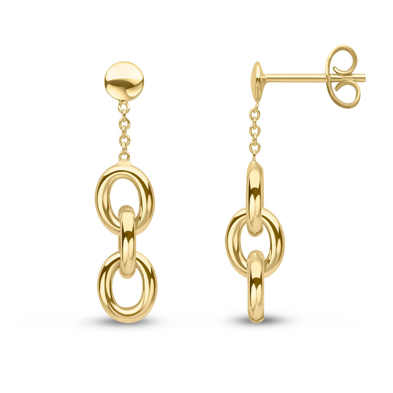 9ct Yellow Gold Polished Oval Link Drop Earrings