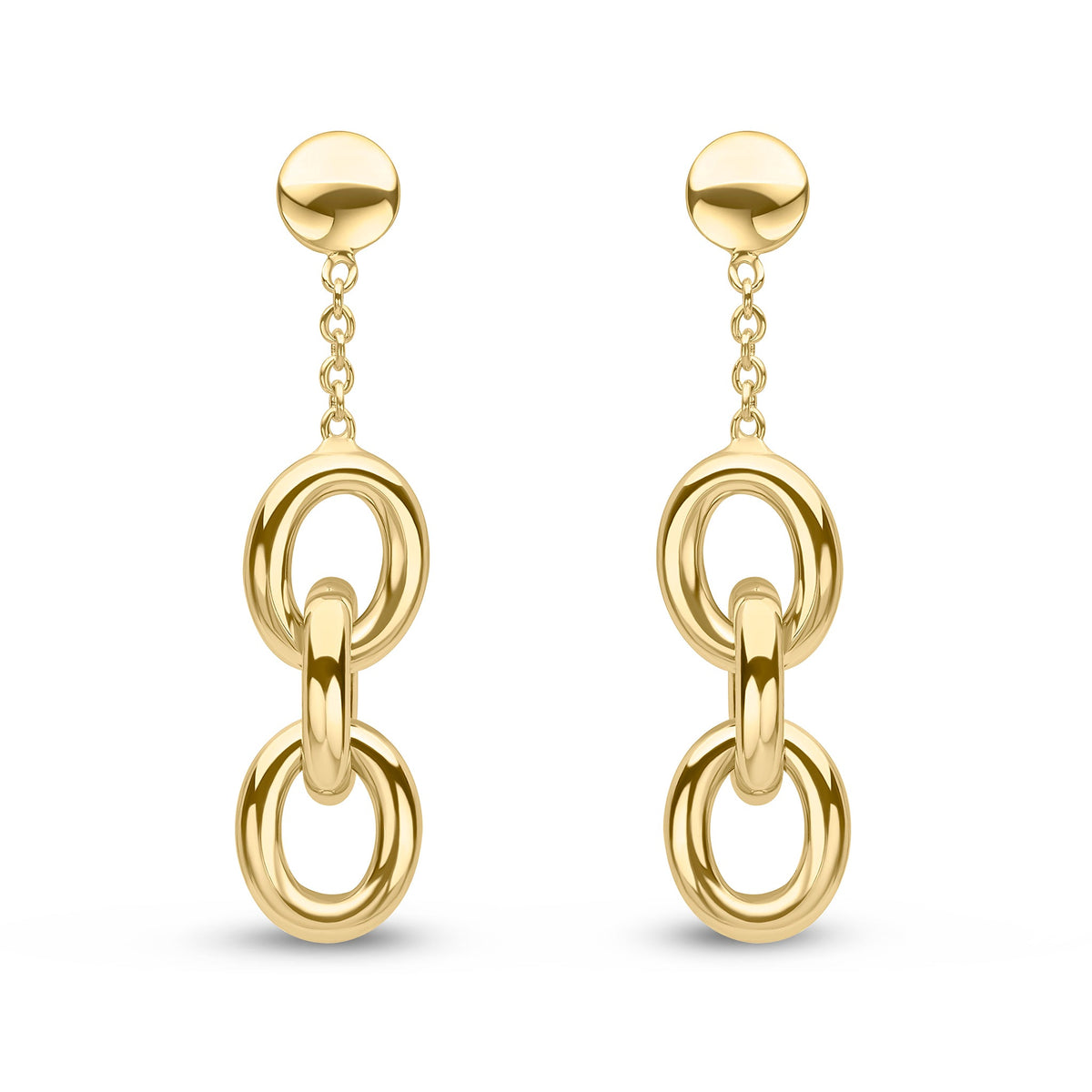9ct Yellow Gold Polished Oval Link Drop Earrings