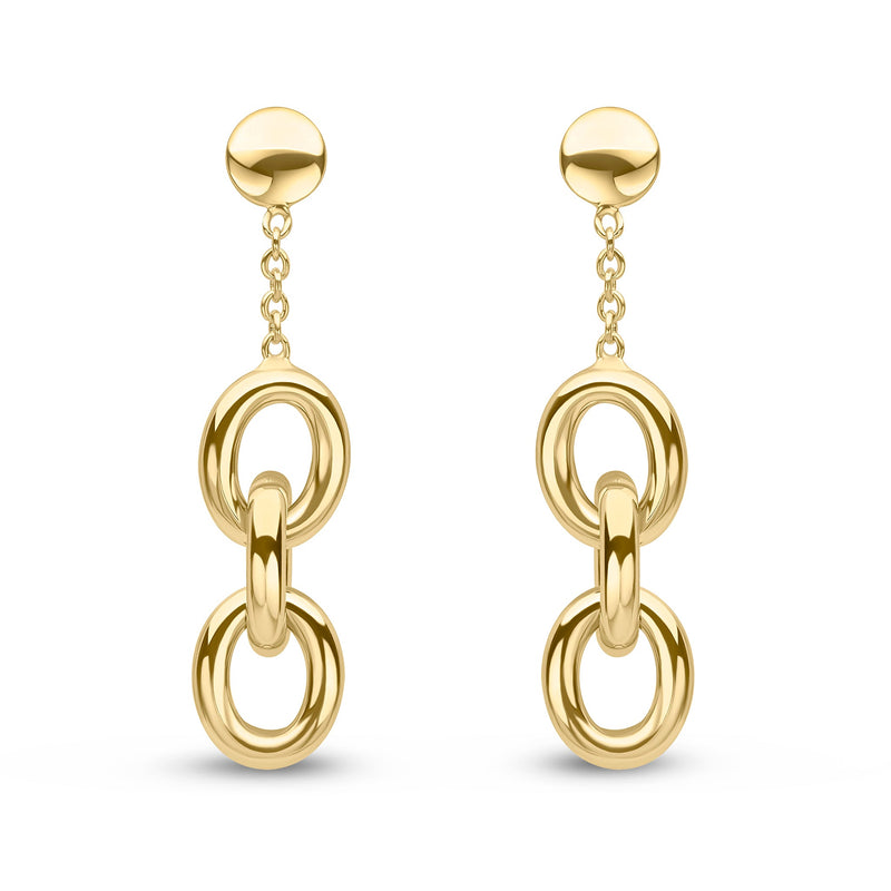 9ct Yellow Gold Polished Oval Link Drop Earrings
