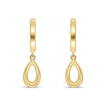 9ct Yellow Gold Polished Curved Bar and Open Pear Shape Drop Earrings